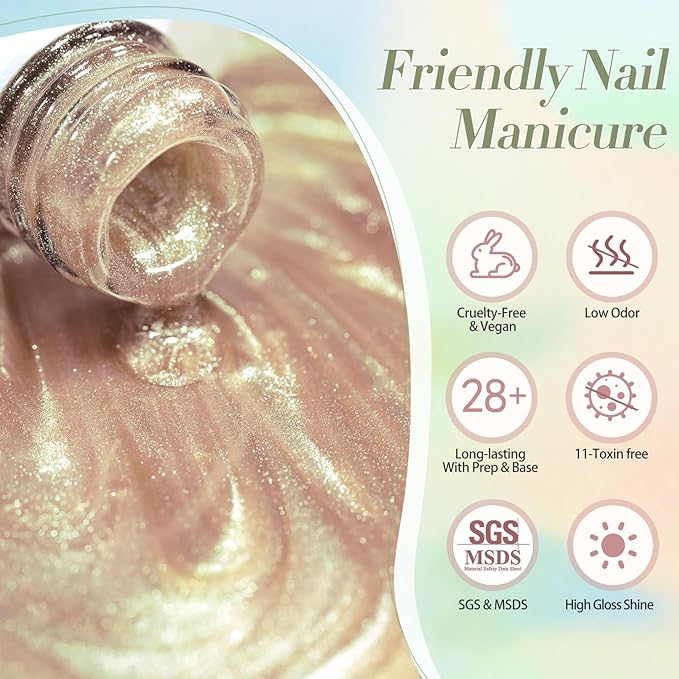 Born Pretty Cat Magnetic Eye Gel Nail Polish Shimmer Glitter Holographic Auroas Magnetic Gel Spring Summer Pink Green Blue Translucent Gel Polish Set Manicure Nail Art DIY at Home