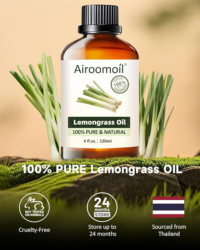 Pure Citronella Essential Oil, 100% Pure Natural Citronella Essential Oil, Premium Grade Essential Oils for Diffusers for Home, Skin, Care Massage, Soap Making, Aromatherapy, 4 Fl Oz | 120ml