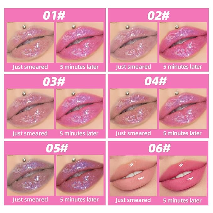 Magic Color Changing Moisturizing Lip Glow Oil Plumping Glimmer Glow Lipstick, Hydrating Lip Gloss Lip Care, Long Lasting Non-sticky Fresh Texture Lip Oil (Color Changing 01)