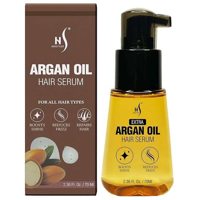 HerStyler Advanced Argan Oil Hair Serum for Women - Anti Frizz Serum for Hair - for Frizzy, Dry and Damaged Hair - Nourishing - 2.36 Fl Oz / 70 Ml (1 Pack)