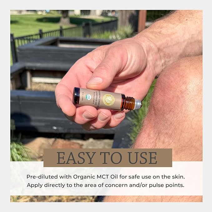 Silk Road Organic Frankincense Oil & Myrrh Essential Oil Roll On, 100% Pure USDA Certified Aromatherapy for Body Aches, Stiffness & Tingling, Stress Relief, & Skin - 10 ml Roller