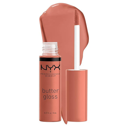 NYX PROFESSIONAL MAKEUP Butter Gloss Brown Sugar, Non-Sticky Lip Gloss - Sugar High (Peachy Light Nude)