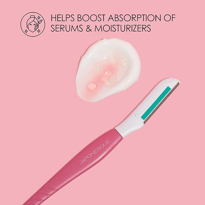 Japonesque Dermaplaner with Soothing Aloe Comfort Strip - Facial Dermaplane Razor, Skin Tool with Ultra Precision Blade for Facial Hair Removal and Exfoliation, 5pk