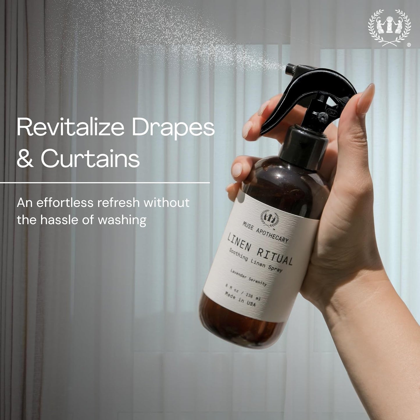 Muse Apothecary Linen Ritual - Aromatic, Soothing, and Relaxing Linen Mist, Laundry and Fabric Spray - Infused with Aromatherapy Essential Oils - 4 oz, Amber Cashmere, 2 Pack