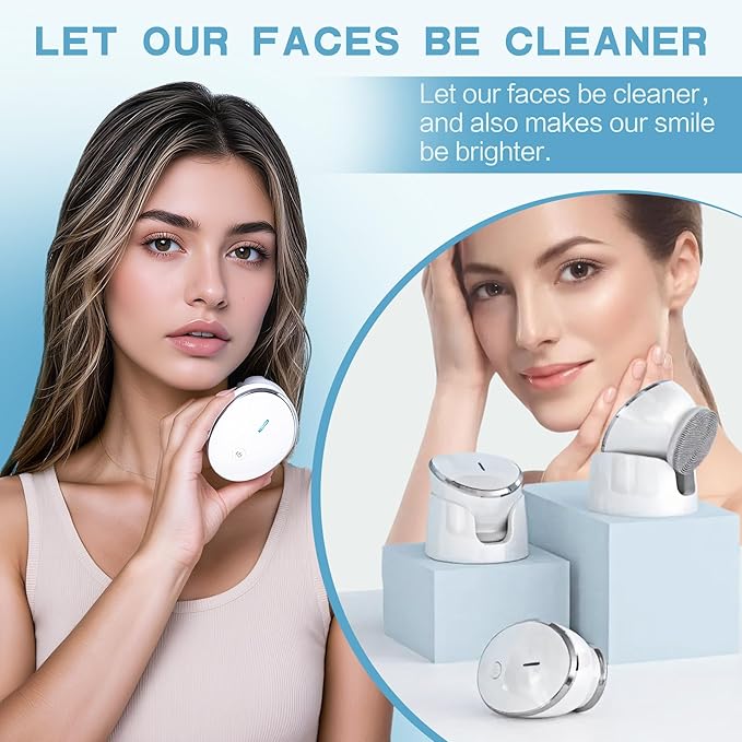 Facial Cleansing Brush, 2 in 1 Vibration & Heating Face Scrubber for Cleansing & Exfoliating Waterproof, Suitable for Sensitive & Acne-Prone Skin, 5 Speed for Deep Facial Cleansing
