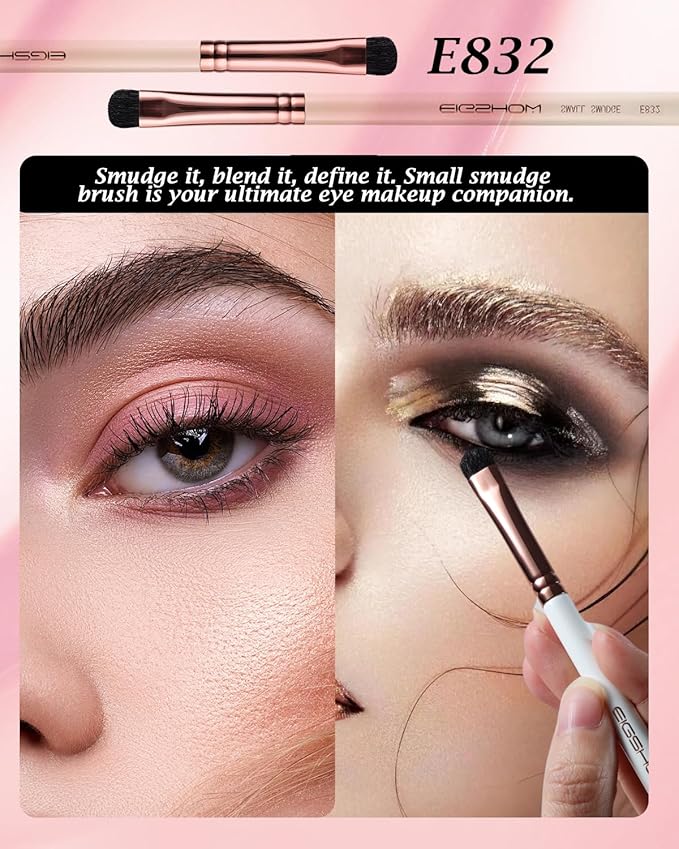 Small Smudge Brush, Professional Eyeshadow Brush for Smudging, Blending, Filling in, Premium Synthetic Bristles Tapered Eye Makeup Brush - Ivory