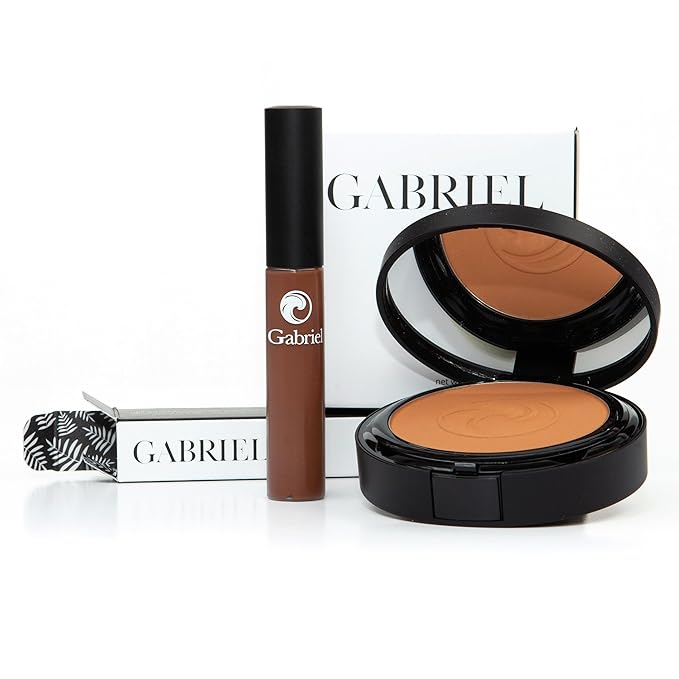 Gabriel Toolkit Concealer + Foundation | Organic, Clean Beauty Set + Cosmetic Travel Bag (Deep Beige SET, 1)