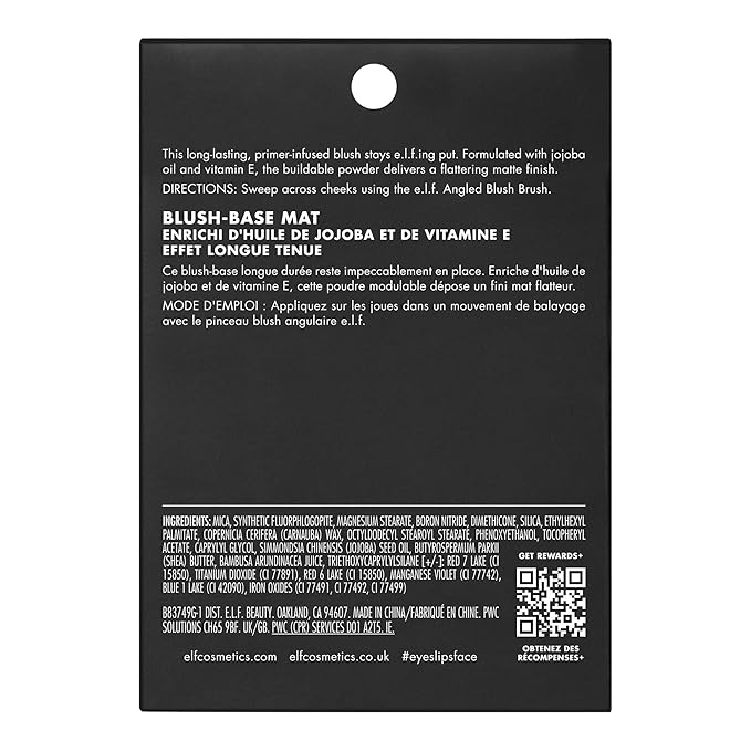 e.l.f. Primer-Infused Matte Blush, Long-Lasting, Lightweight & Buildable Powder Blush, Delivers A Matte Finish, Vegan & Cruelty-Free, Always Vibrant