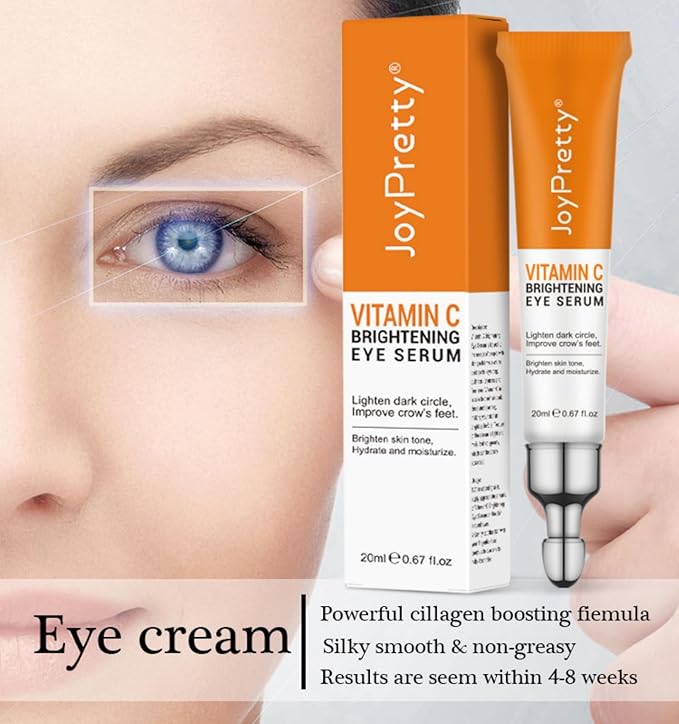 New JoyPretty Vitamin C Brightening Eye Serum,Eye cream,Anti Aging Serum with Vitamin C, Niacinamide and Hyaluronic Acid,Remove for Dark Circles Puffiness Under Eye Bags Fine Line Crow's Feet (3)