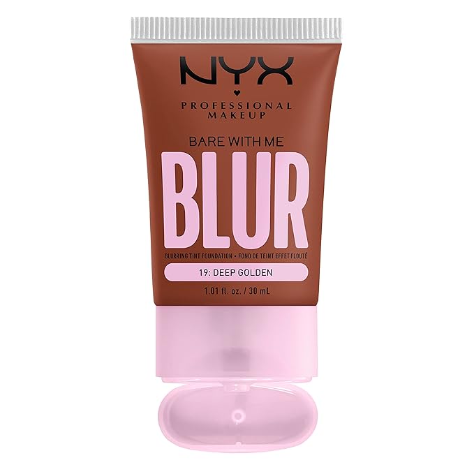 NYX PROFESSIONAL MAKEUP Bare With Me Blur Skin Tint Foundation Make Up with Matcha, Glycerin & Niacinamide - Deep Golden
