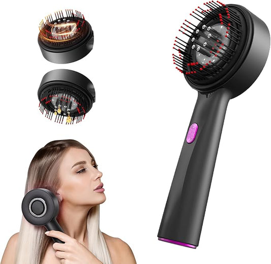 Red Light Dot Scalp Massager - 72-Point Vibration Comb for Hair Care, 3 in 1 Hair Oil Applicator,ipx7 Waterproof Scalp Oil Applicato,Rechargeable Home Use Device with Safety Indicator(Black)