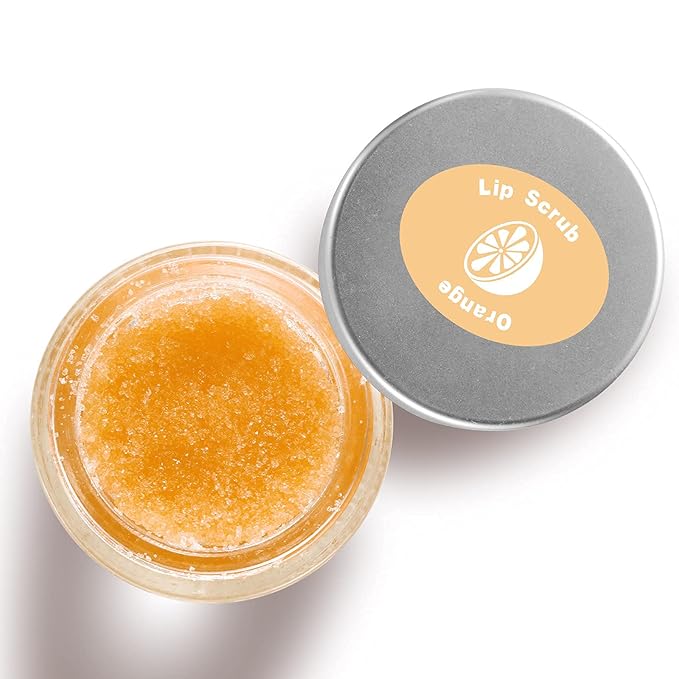 Lip Scrub, Lip Scrubs Exfoliator & Moisturizer, Lip Repair for Lush Soft Lips, Lip Moisturizer for Chapped Dry and Flaky Lips Treatment, Lip Scrubs (Orange)