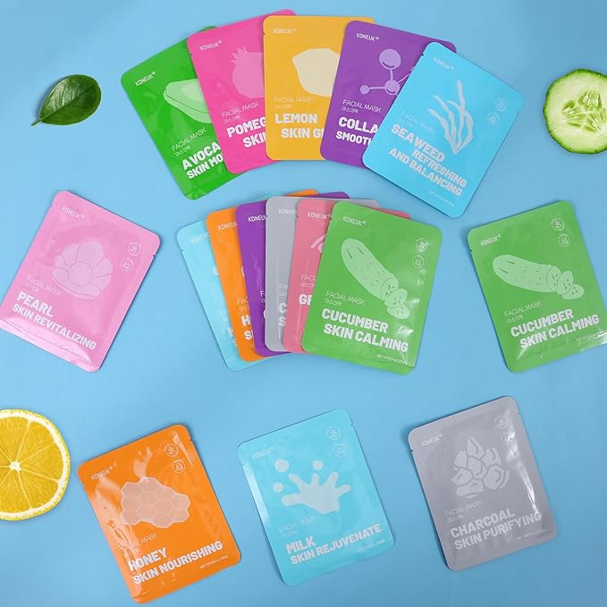 72 Pack Collagen Face Masks Skincare Set for Women, Hydrating & Moisturizing Face Mask for Skin Care, Bulk Sheet Face Masks for All Skin Types, Spa Party Gifts for Women