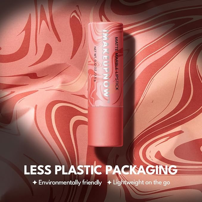 2PCS Marbled Matte Lip Stick Makeup - Velvety Finish | Naked-lip Feel, Full Coverage, D001+D003