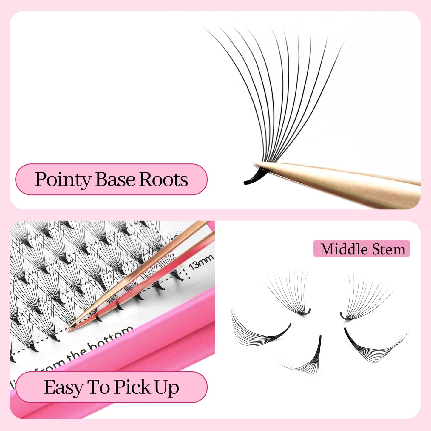 Premade Fans Eyelash Extensions 6D Volume Lash Extensions 0.07 Thickness Eyelash Extension C Curl Premade Lash Fans Mix 9-16mm Fluffy Soft Handmade Lash Fan Eyelashes(6D-0.07-C,9-16mm)