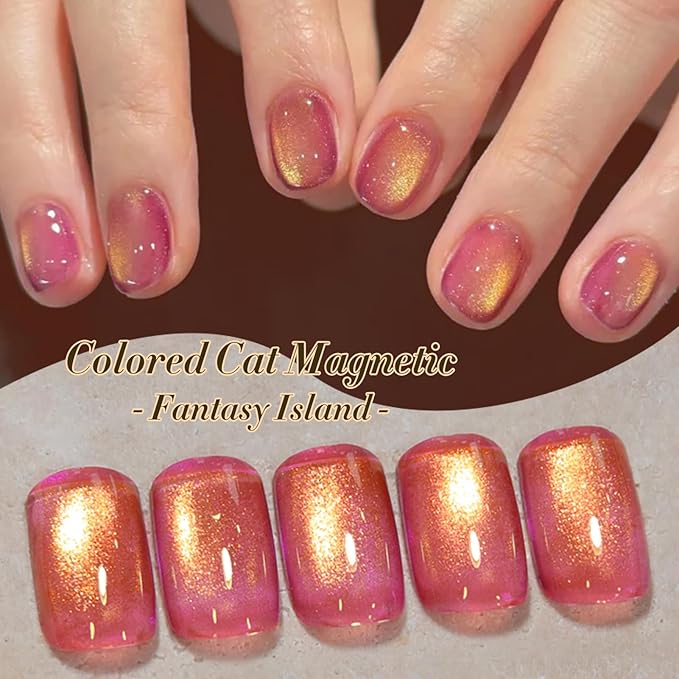 Born Pretty Cat Magnetic Eye Gel Nail Polish Spring Summer Neon Shimmer Glitter Holographic Aurora Rainbow Cat Magnetic Gel Polish Nail Art Manicure DIY at Home 6PCS