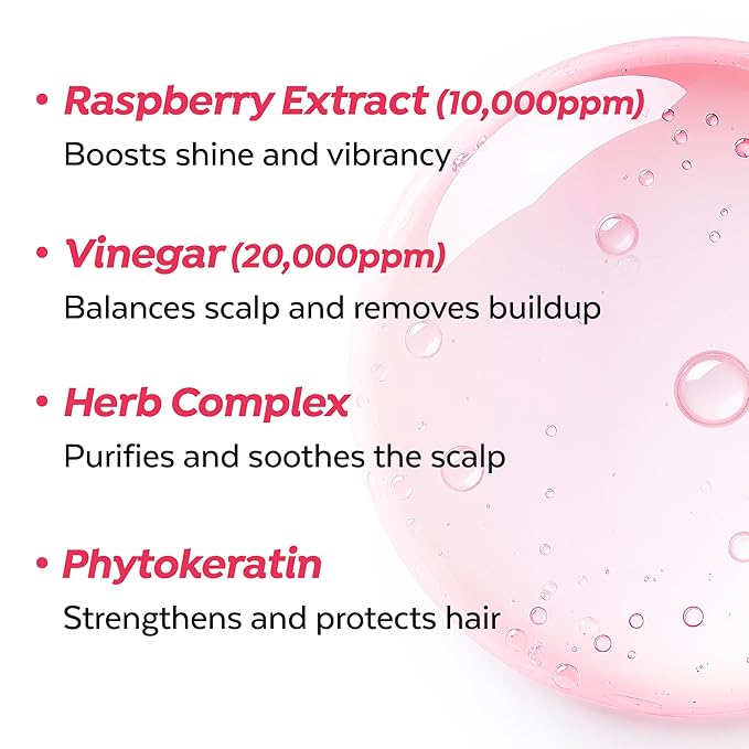 A’PIEU Raspberry Vinegar Hair Care Set – Shampoo (16.9 fl oz) + Hair Vinegar Rinse (6.76 fl oz) | Clarifying & pH Balancing Scalp Treatment, Removes Buildup, Soothes & Refreshes, Korean Hair Care