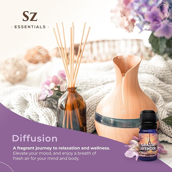 Grasse Lavender Essential Oil - France - Beautiful Floral Lavender Scent with Pine Notes - Lavandula stoechas - 100% Pure & Undiluted - Aromatherapy- Therapeutic Grade & Vegan 0.22 oz