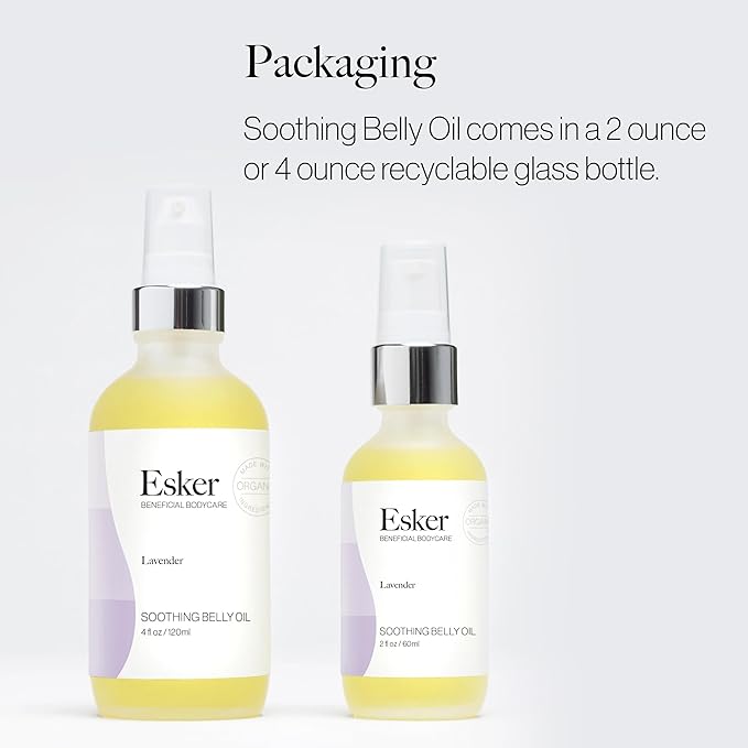 ESKER Natural Soothing Belly Oil | (4.0oz) | Plant-Based Formulated for Pre and Postpartum Skin | Designed to Fade Existing Stretch Marks and Prevent the Formation of New Ones | Cruelty Free