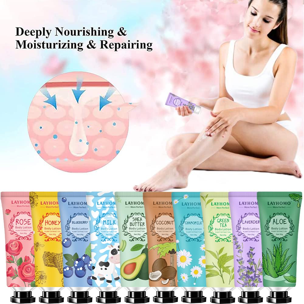 20 Pack Mini Body Lotion Gift Bulk for Dry Skin,Travel Size Small Body Cream With Shea Butter Natural Fragrance Moisturizing Body Lotion for Women Men,Stocking Stuffers Christmas Thank You Gift