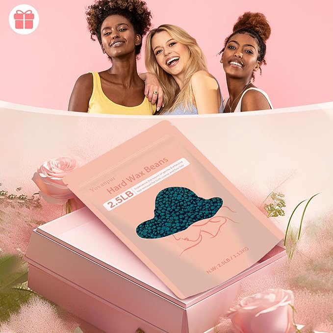 2.5lb Hard Wax Beads For Hair Removal, Yovanpur Waxing Beans for Sensitive Skin, Face, Eyebrows, Bikini, Brazilian, Legs and Full Body Bulk