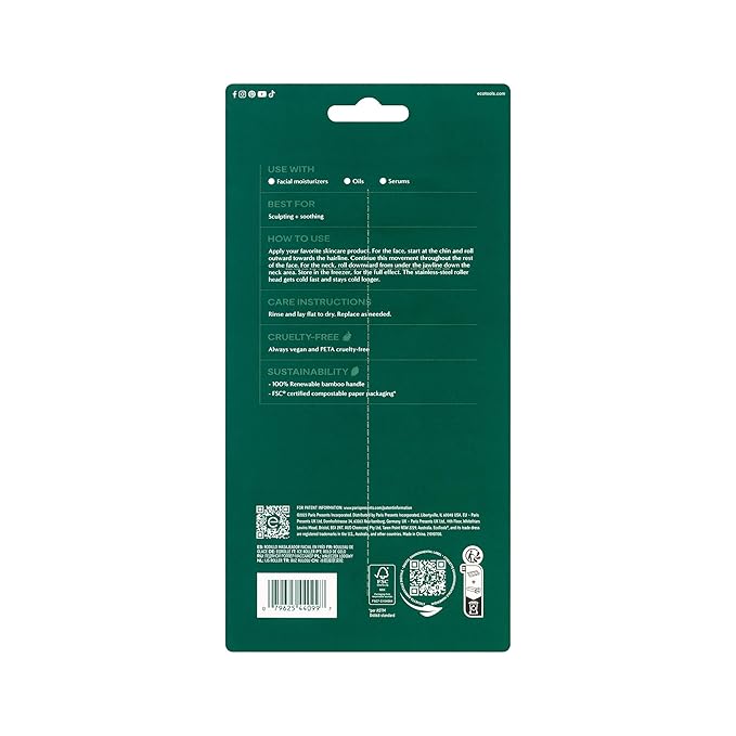 EcoTools Ice Roller, Lifts & Depuffs Skin, Stainless Steal Cooling Roller For Face & Neck, Provides Relaxation While Sculpting, Eco Friendly, Vegan, & Cruelty Free Skincare Tool, 1 Count