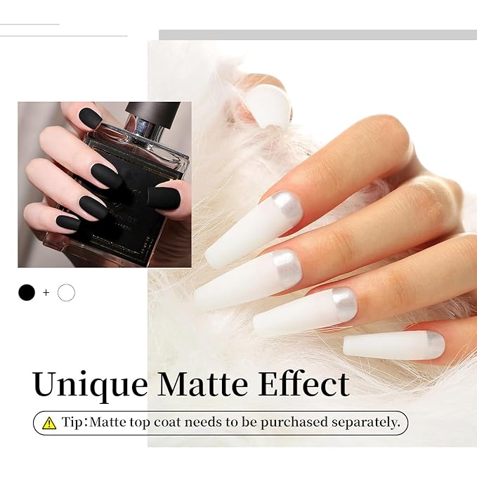 JODSONE 2Pcs Gel Nail Polish Set 10ml Black and White Gel Polish,Soak Off LED U V Nail Gel Manicure All Seasons Gel Polish Nail