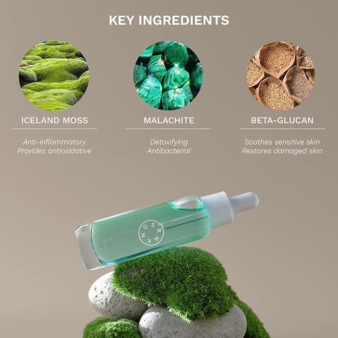 SERUMKIND Iceland Moss Serum - Soothing and Moisturizing Korean Face Serum 1.01 fl.oz. – Malachite, and Beta Glucan – Moisturize Flaky Skin - Vegan, Cruelty-Free, Unscented