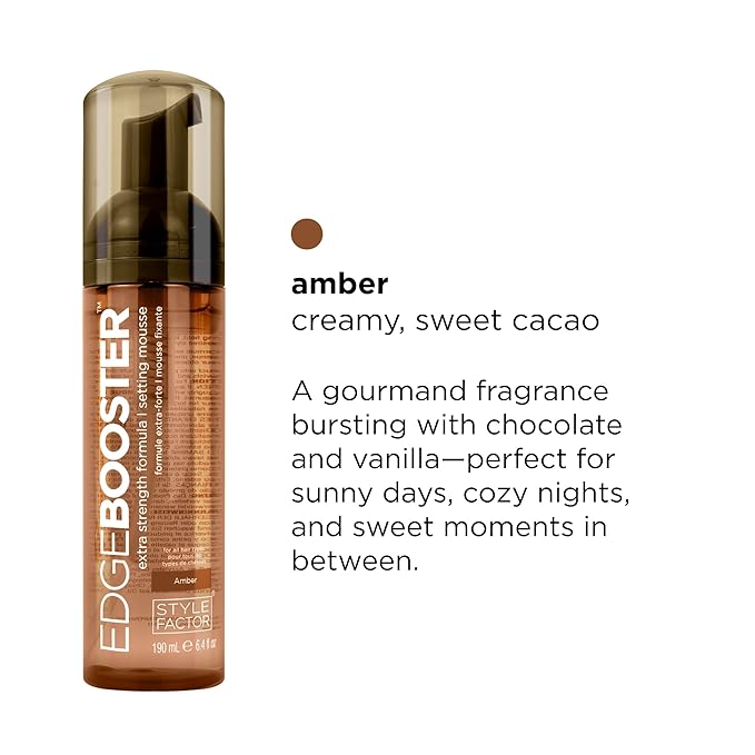 Style Factor EDGE BOOSTER Extra Strength Setting Mousse – Frizz Control, Extra Volume, and Conditioning – 2.5oz Amber Mousse for Curly Hair