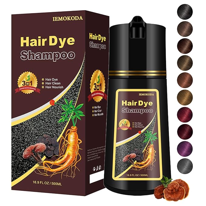 Hair Dye Shampoo, Gray Hair Coverage Dye Shampoo, Hair Color Shampoo for All Hair Types, Champu Para Canas, Suitable for Home and Salon (Dark Brown)