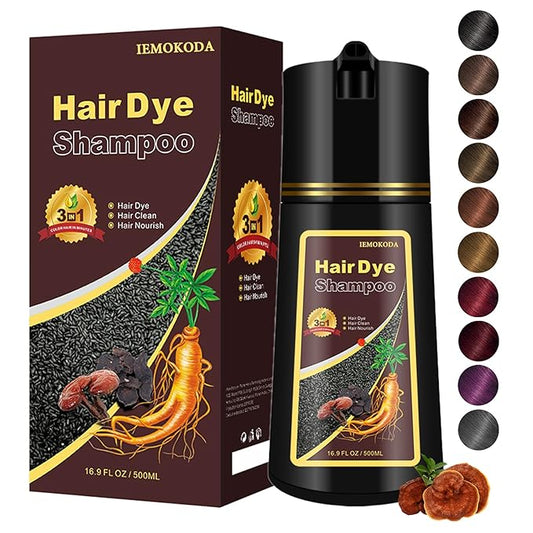 Hair Dye Shampoo, Gray Hair Coverage Dye Shampoo, Hair Color Shampoo for All Hair Types, Champu Para Canas, Suitable for Home and Salon (Dark Wine Red)