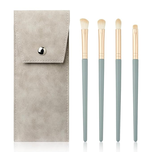 Eyeshadow Makeup Brushes Set with Case 4 PCS Soft Synthetic Hairs Eye Makeup Brushes for Blending Eyebrow Eyeliner Eyeshadow (Lightblue)