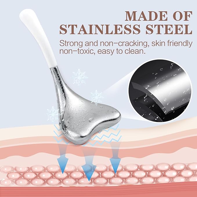 Ice Globes for Face Cryo Sticks Set, Ice Roller Stainless Steel Facial Massage Skin Care Tools for Cooling & Hot Spa