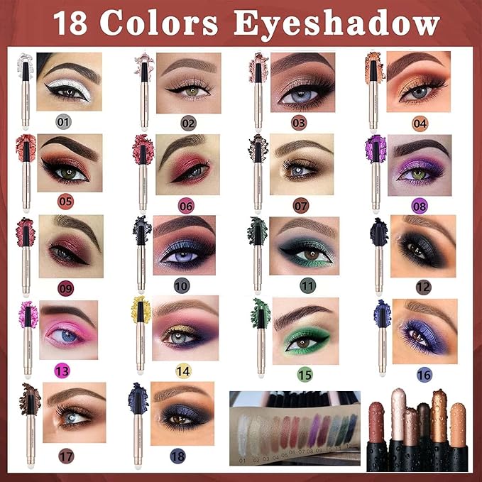 Purple Eyeshadow Stick And Sponge Makeup Brush Cream Shimmer Smooth Shadow Pencil Eyeliner Long Lasting Waterproof Eye Shadow Highlighter Stick Hypoallergenic Multi-Dimensional Eyes Look ( # 08)