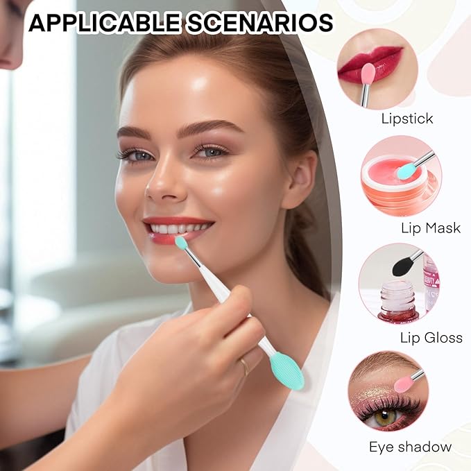 Unaone Lip Scrub Brush - 3 PCS Dual-ended Lip Scrubber Exfoliator and Silicone Lip Brush, 2-in-1 Silicone Lip Scrub Tool Lip Mask Applicator, Gentle Exfoliator & Applicator for Soft