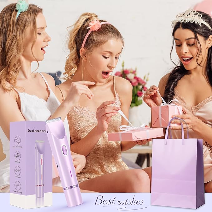 Bikini Trimmer for Women,Dermave Bikini Shaver,Electric Razors for Women Pubic Hair (Purple)