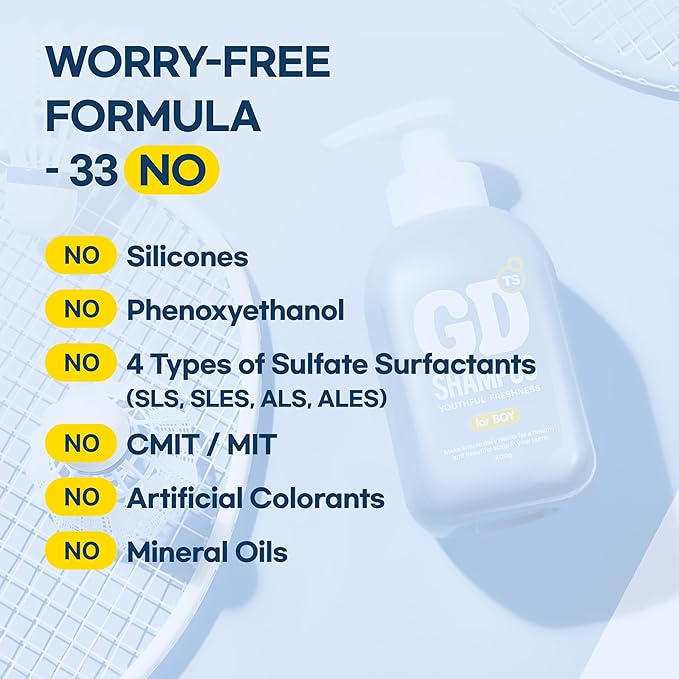 TS GD Shampoo for Boys | Korean Teen Shampoo with Upgraded Probiotics | Anti-Dandruff & Itchy Scalp Relief | Blue Fresh Allergy-Free Fragrance | Sulfate-Free (13.5 fl oz, 400ml)