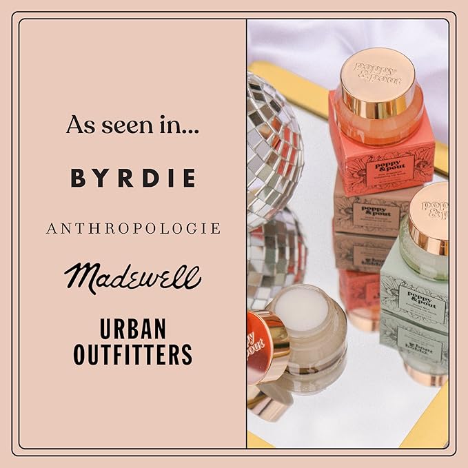 Poppy & Pout Natural Lip Scrub, Moisturizing Sugar Scrub for Dry Lips, Lip Scrubber Exfoliator with Essential Oils Smooths and Hydrates Lips, In Recyclable Glass Jars, Cruelty Free - Orange Blossom