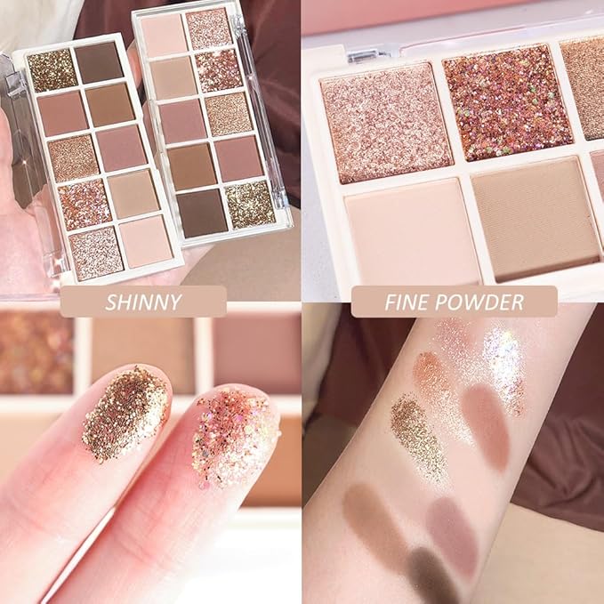 Ten Color Matte Shimmer Eyeshadow Makeup Palette,Orange Smoky Red Dark Golden & Nude Brown Pink Dark Brown 10 Color Series Powder Eye Shadow,Daily Makeup Eyeshadow,Easy to Carry,Vegan&Cruelty-Free 02#