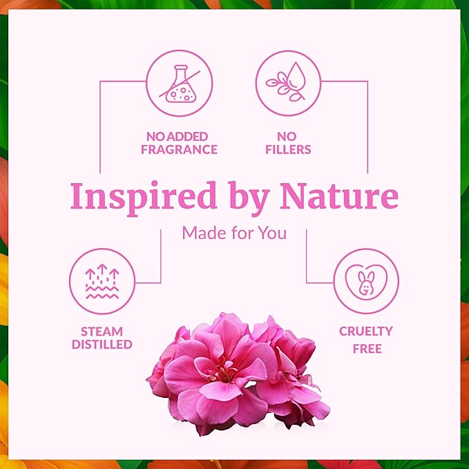 SVA Geranium Essential Oil Organic – 1 Fl Oz – 100% Natural Organic Geranium Oil - for Diffuser, Hair Care, Face, Skin Care, Aromatherapy, Scalp and Body Massage, Soap and Candle making – with Dropper