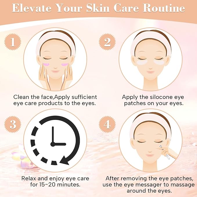 Reusable Silicone Eye Patches Mask Reduce Dark Circles Puffiness & Tired Eyes - 2 Refills Reusable Under Eye Patches for Adults Skincare Eye Treatment, Tin Case