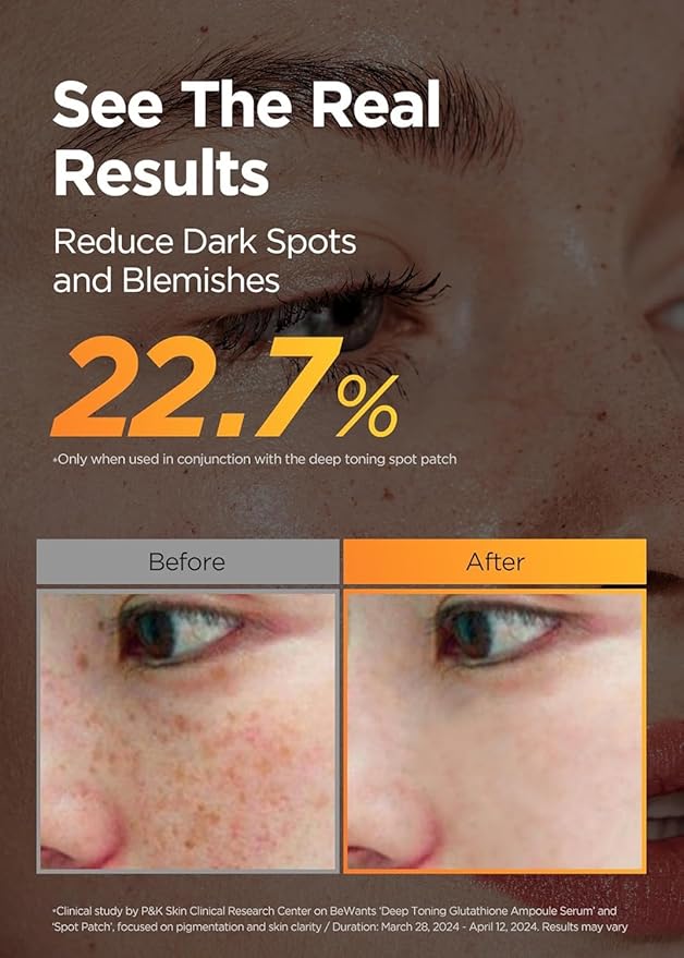 Bewants Deep Toning Glutathione Ampoule Serum | Korean Skincare with Vitamin C & Calendula Extract Oil, 1.01 fl.oz + 0.33 fl.oz (2 Pack)