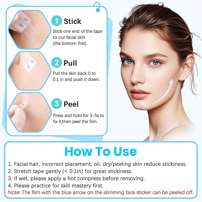 Face Lift Tape, Facelift Tape for Face Invisible, Neck Tape Lift Turkey Neck Skin Tape Facial Tapes for Lifting Loose Sagging Skin, Wrinkles, Jowls, Eyes, Cheek, Double Chin (1 Count (Pack of 280))