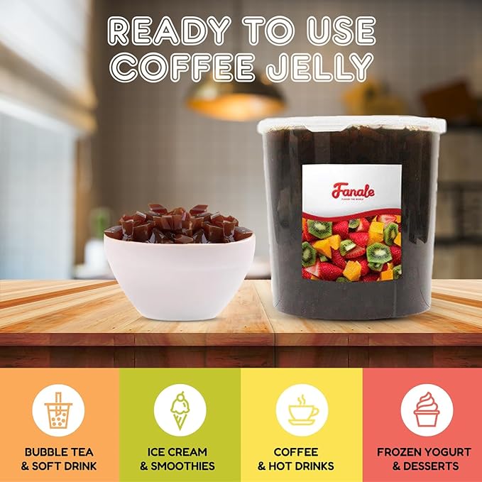 Fanale Coconut Jelly Topping nata de coco for Boba Tea | Ice Cream | Yogurt | Smoothie | Milk Tea | Desserts (Coffee, 7.26 lb) JEL011