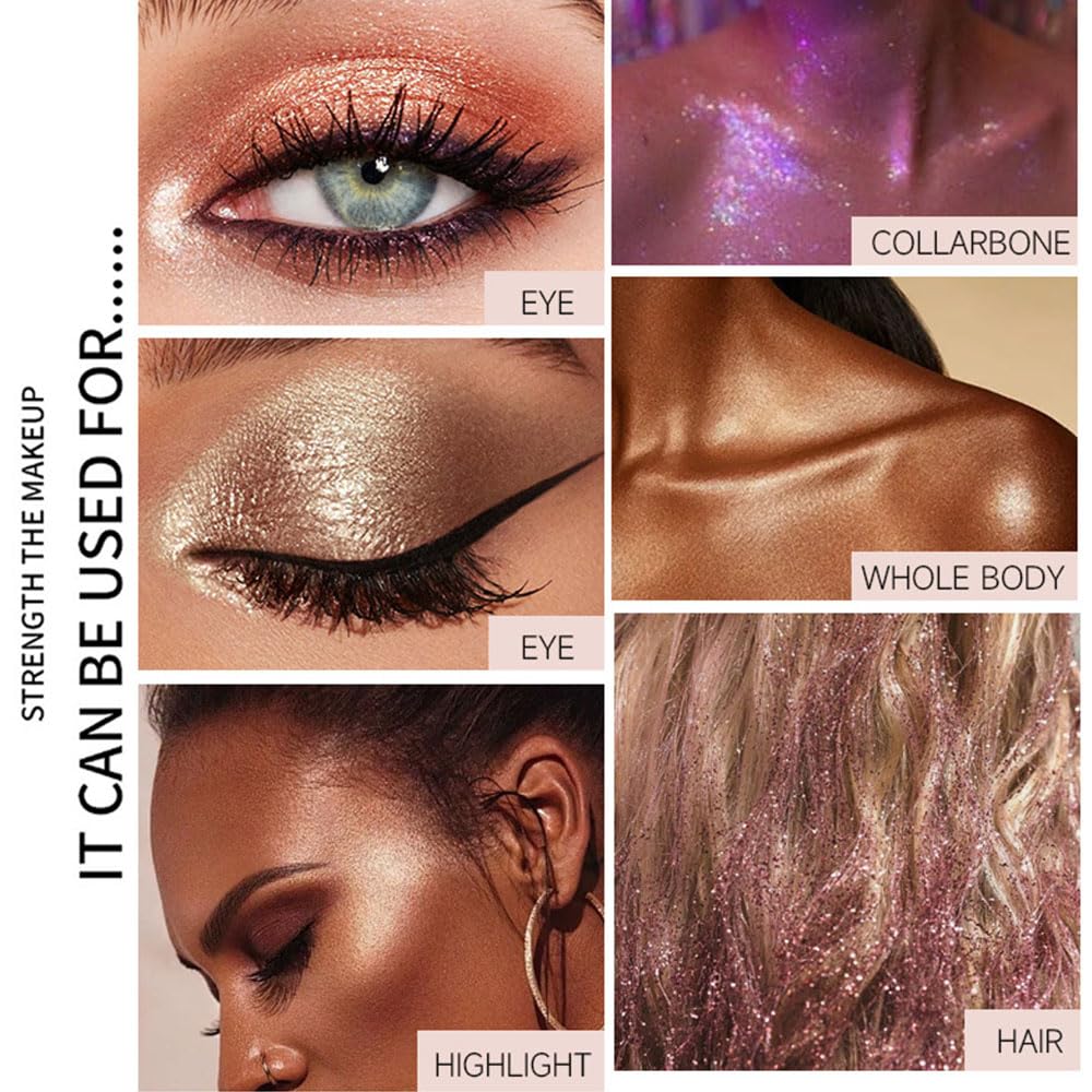 Monochrome Powder Eyeshadow Palette Makeup,Champagne Natural Neutral Single Shimmer Eye Shadow for Older Women,Sparkly Eye Finish,Long Lasting Naturing-Looking