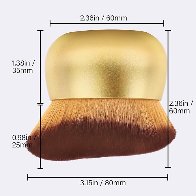Airbrush Kabuki Brush for All Face Makeup & Foundation for Liquid, Cream and Powder Face Makeup, Large Brush for Effortless Natural Beautiful Look, With Wide-headed Bristles - Gold