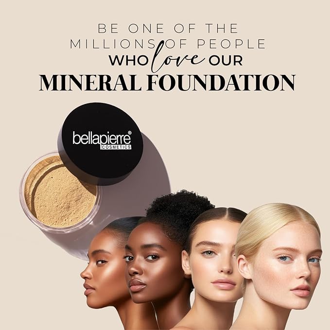 bellapierre Mineral Foundation SPF 15 - Loose Powder Foundation | Vegan & Cruelty Free Natural Makeup | Full Coverage Matte Finish | Hypoallergenic | Oil & Talc Free - 0.32 Oz - Brown Sugar