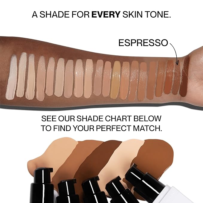 HIDE PREMIUM Liquid Foundation, SEE SHADE FINDER Below For Perfect Match, Multi-Use Waterproof Foundation, Medium/Full Coverage Foundation, Oil Free – We Have a Shade For All Skin Types, 1 fl. Oz. (Espresso)
