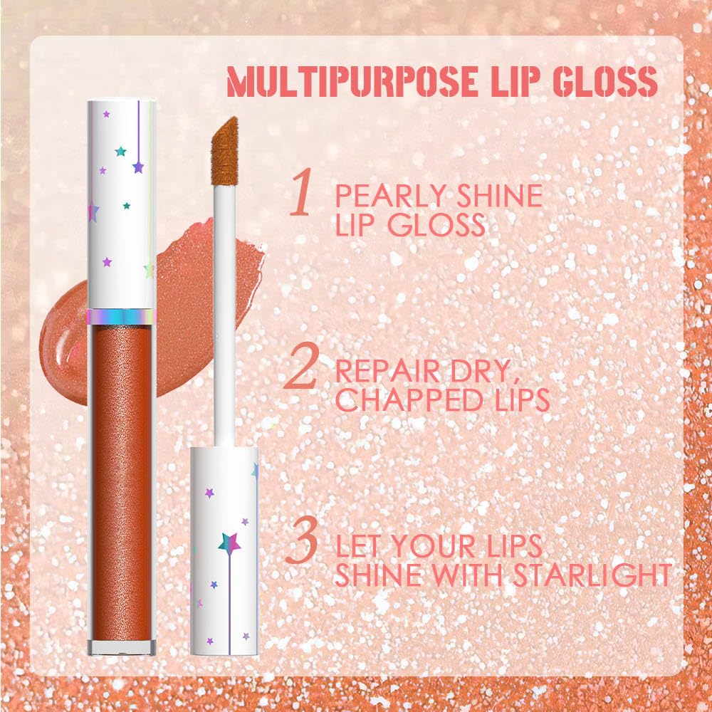 evpct 6Pcs Rose Bronze Gold Nude Pink White Dark Maroon Red Metallic Shimmer Glitter Lip Gloss Liquid Lipstick Set for Women Long Lasting Waterproof 24, Pearlescent Sparkly Glossy Lipsticks Lip Makeup