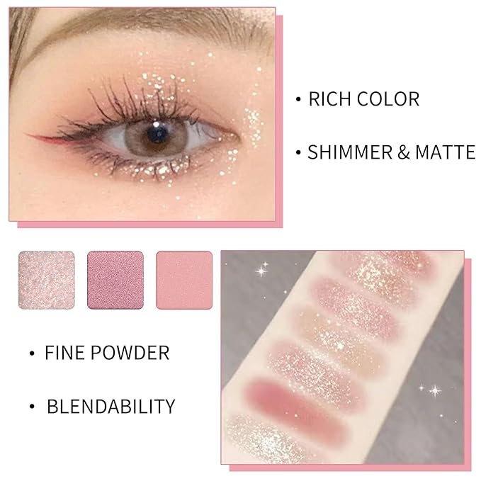 Erinde 9 Colors Eyeshadow Palette, Matte Shimmer Glitter Eye Shadow Palette Makeup, Highly Pigmented Long Lasting Waterproof, Natural Neutral Nude Eyeshadow Makeup Pallet, Sunset Glow
